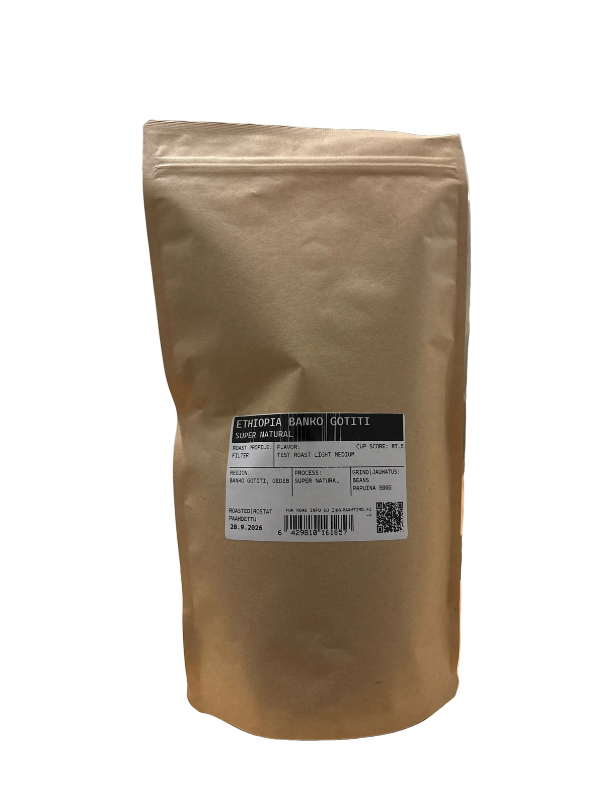 Ethiopia Super natural 500g bean - 20.9.26 light medium roast